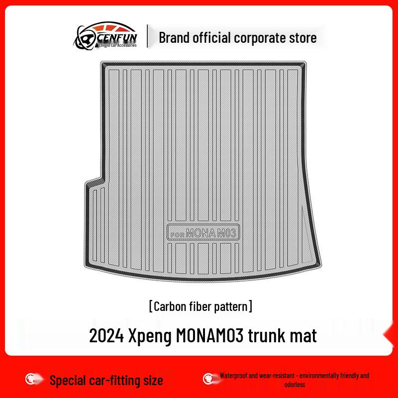 24-Year Xiaopeng MONA M03 TPE Waterproof Trunk Mat - Eco-Friendly, Wear-Resistant, Carbon Fiber Pattern