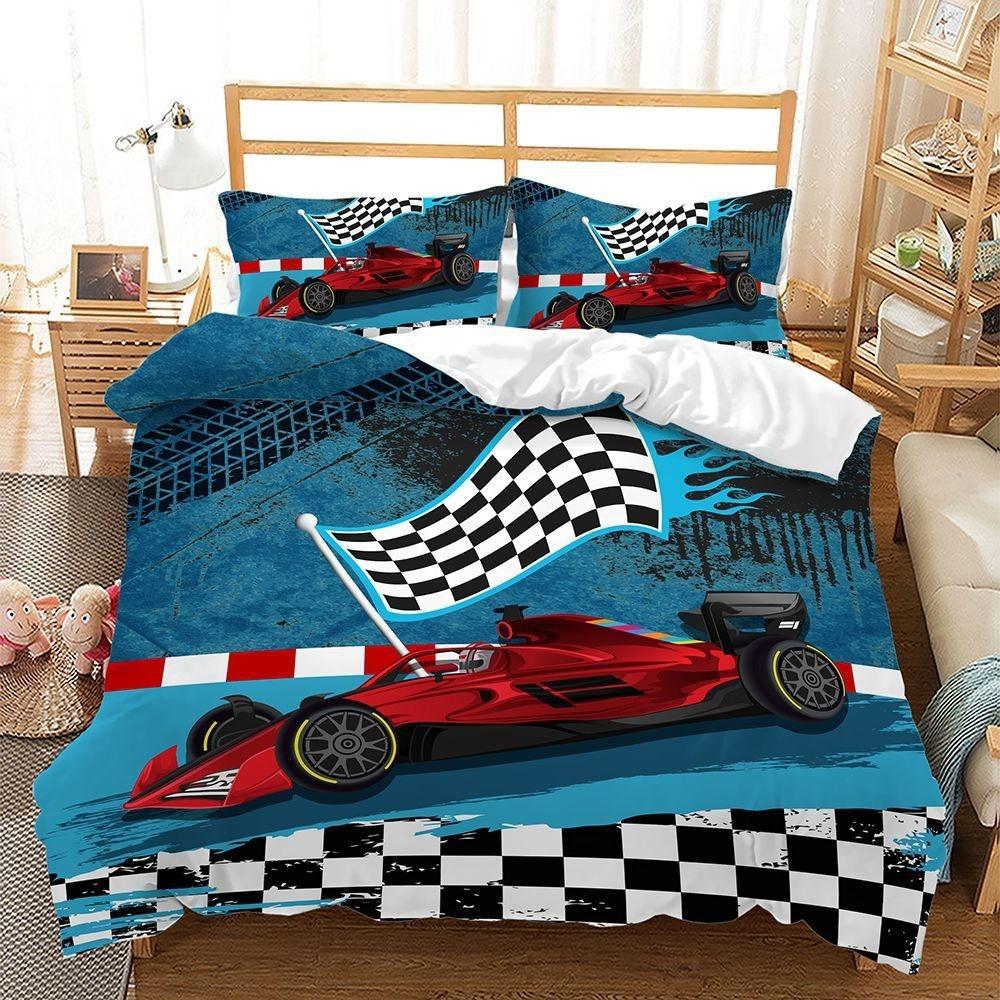 3D Sports Car Pattern Bedding Set Motorcycle Car Printed Down Duvet Cover Pillowcase Single Double Bed Home Decoration Youth Gift