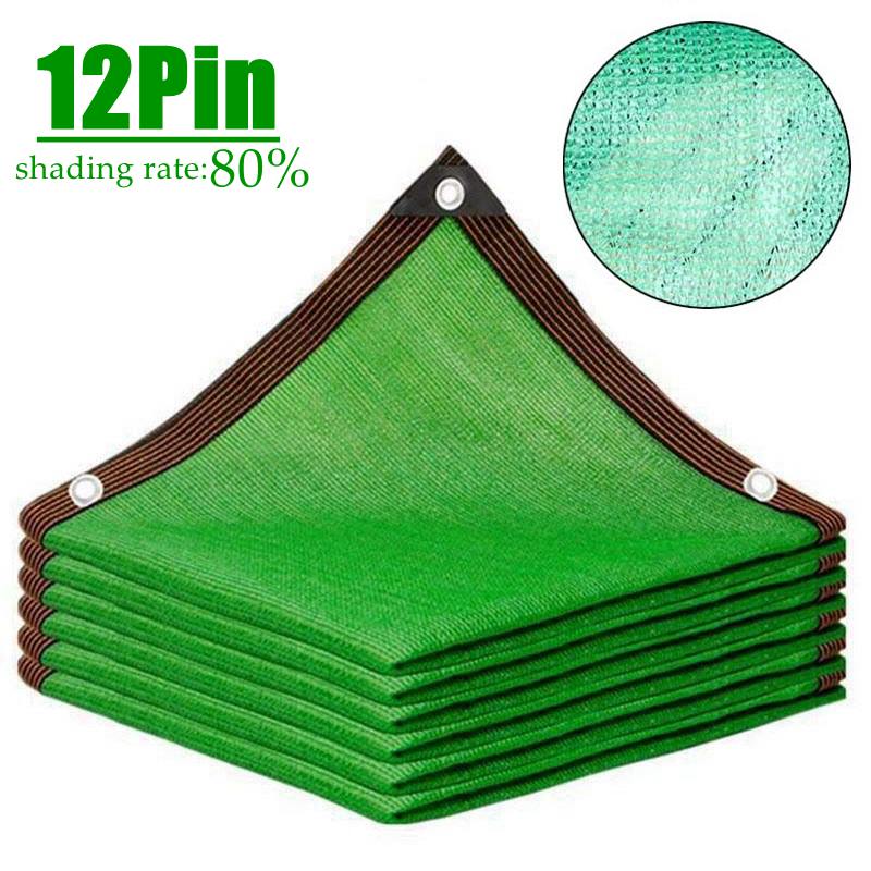 12Pin Green Sunshade Sai Anti-UV Balcony Privacy Screen Fence Net Garden Plant Shade Cover Net Outdoor Patio Car Sun Awning