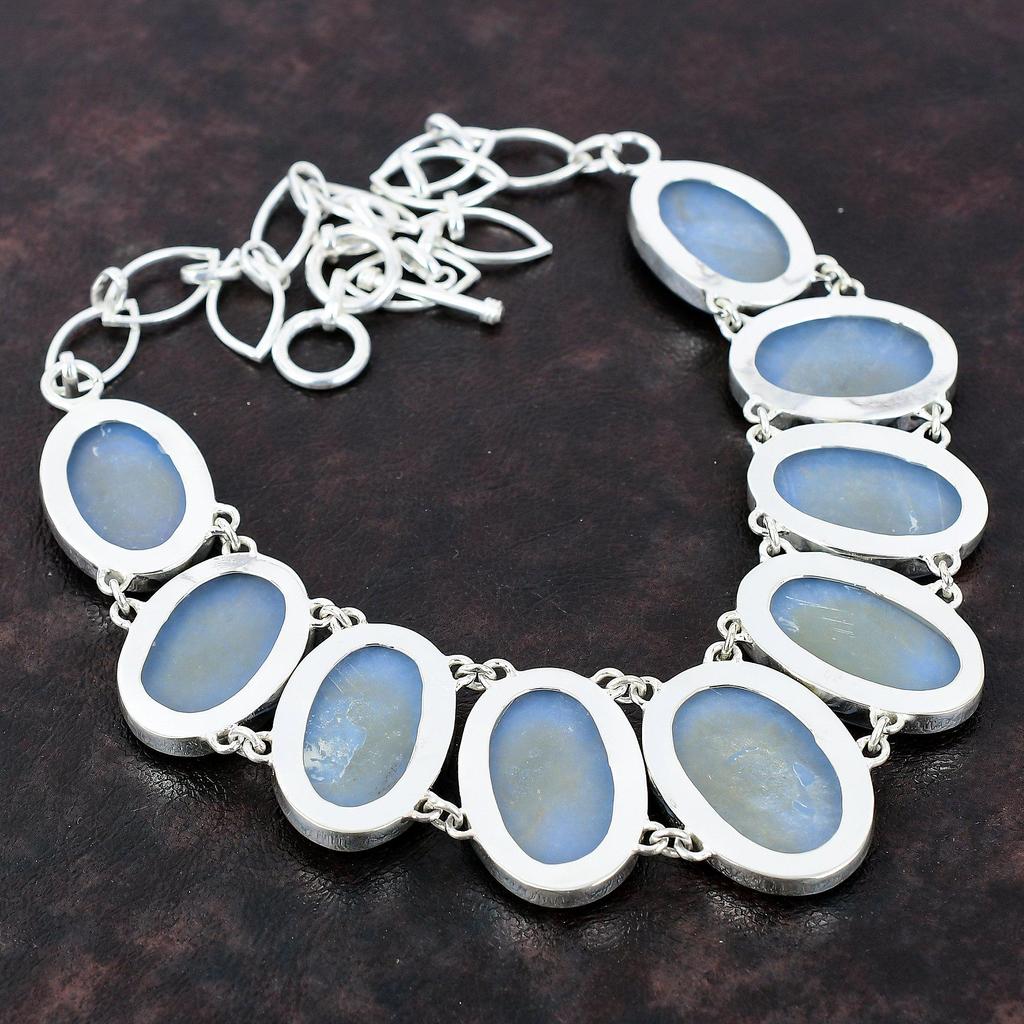 Angelite Necklace Decent Gemstone Jewelry 925 Sterling Silver Necklace Adjustable Chain Necklace Handmade Jewelry Boho Necklace Gift For Mom