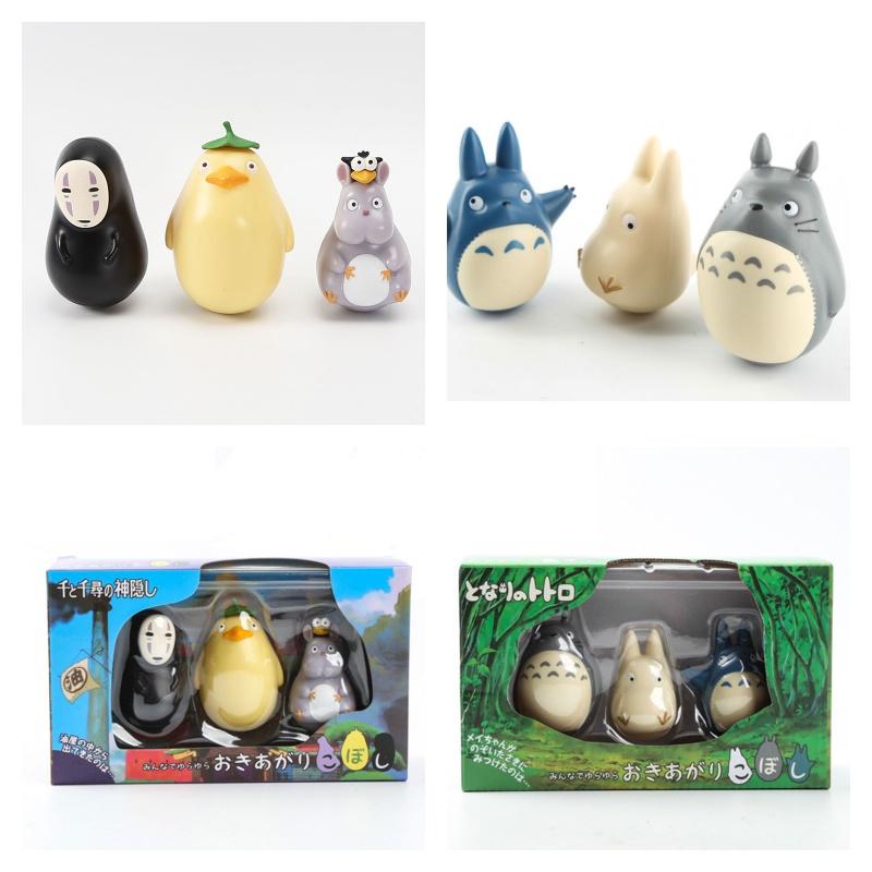 Niedliche Totoro Wackelkopffigur PVC- und Harzmaterial Cartoon Anime Desktop Dekoration Set mit 3 Figuren in einer Box Figuren)