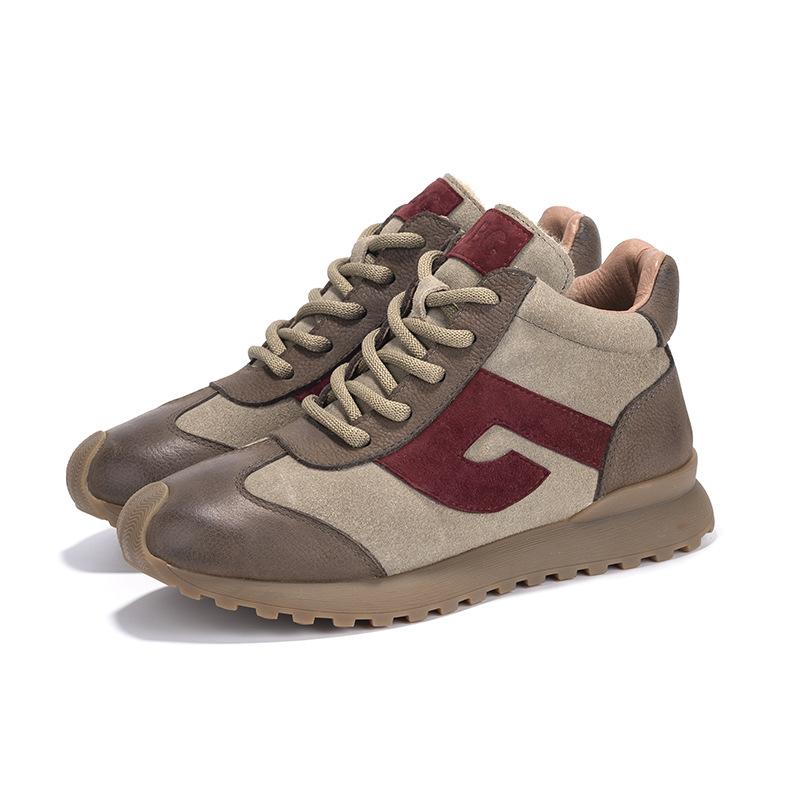 

Retro leather shoes women s autumn and winter new high-top velvet versatile casual shoes flat women s shoes 35