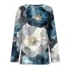 Women's Fashion Hem Slit Casual Retro Floral Print Round Neck Long Sleeve Top