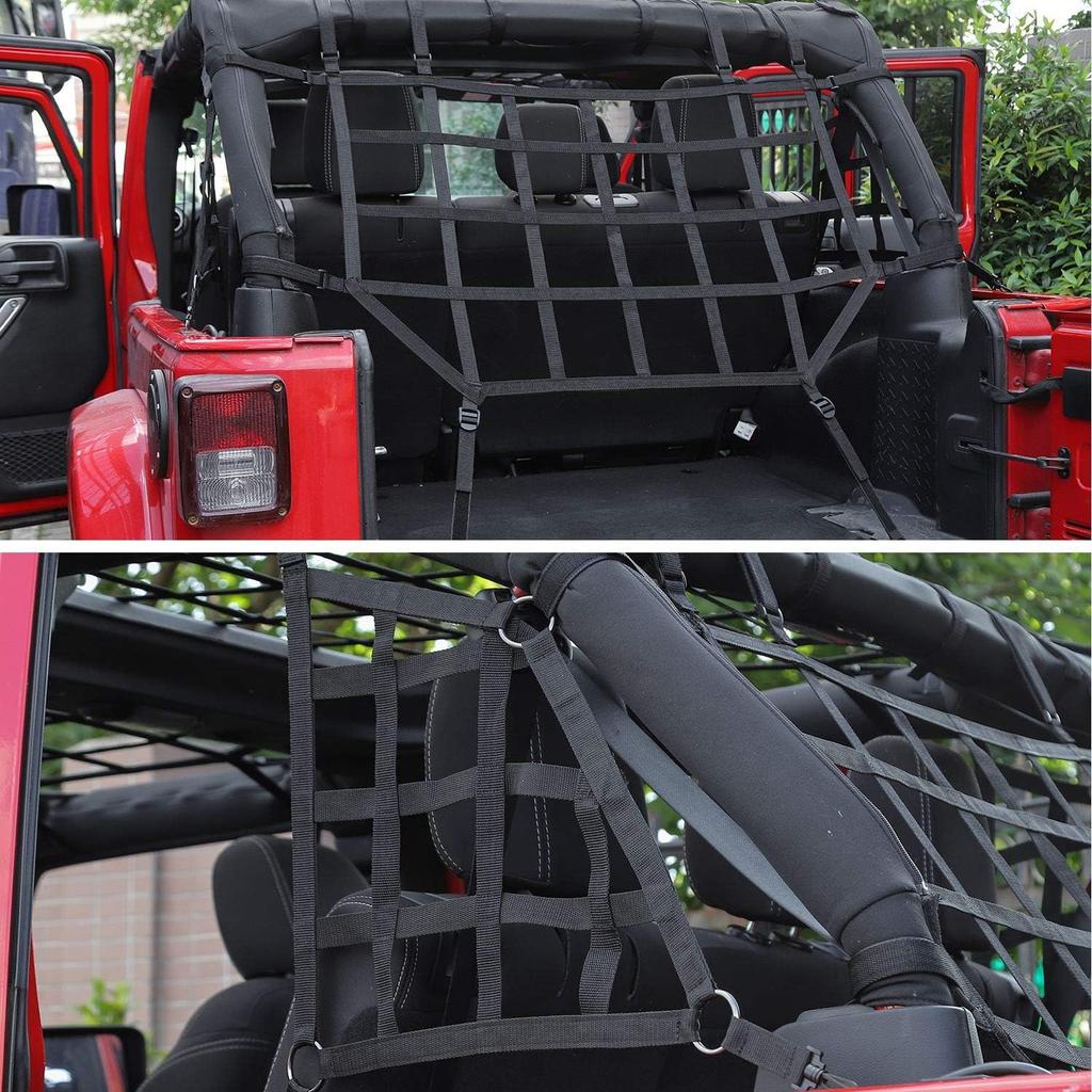 RT-TCZ Cargo Net, 3 Set Mesh Cargo Roof Net for Jeep Wrangler JK JKU 2007-2018 4 Door (Black)