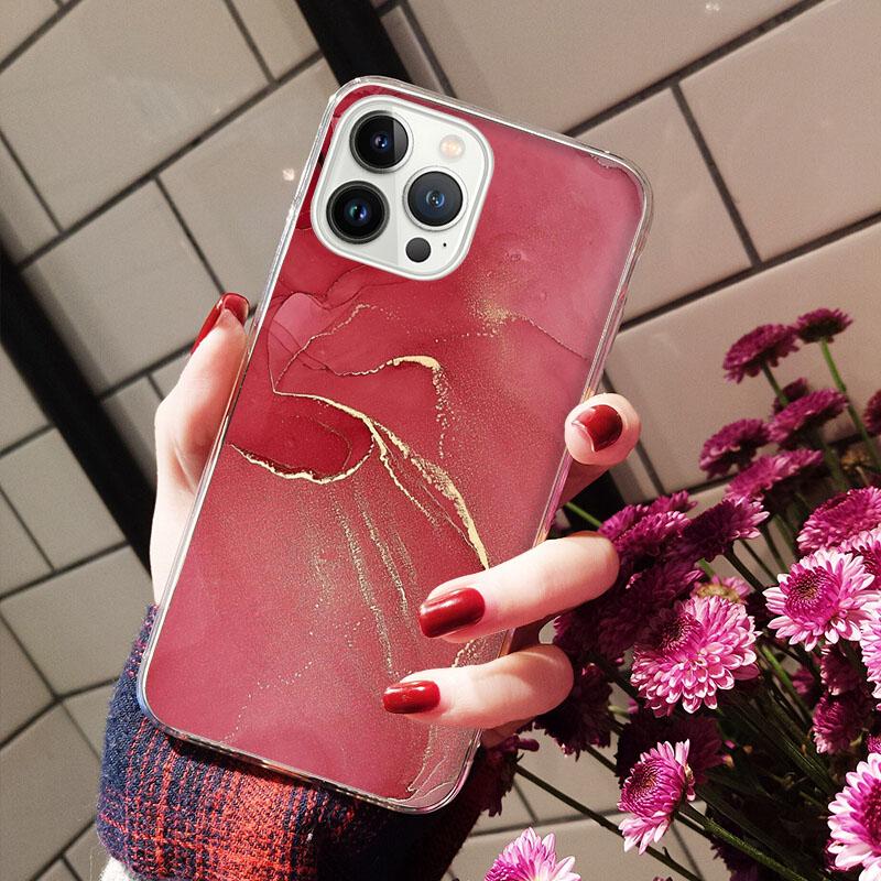 Telefonfodral för iPhone 14 12 11 13 Pro Max Fodral Silikon Funda på iPhone 13Mini X XS Max XR 8 7 14 Plus färgad marmormålning