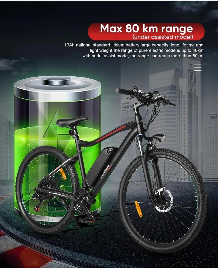 SY26-II style Electric Bicycle 500W Motor 36V 13AH Lithium Battery City Electric Bike 26-inch Fat Tire Mountain Riding E-bike