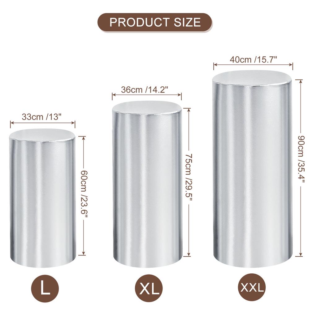 3/5pcs Cylinder Spandex Stand Covers Plinth Stand Cover Foil Fabric Pedestal Column Cylinder Covers for Wedding Birthday