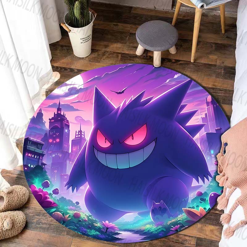 Potdemiel Japan Game G-Gengar Printed Round Rug, Bedroom, Living Room Carpet, Doormat, Picnic, Sofa Table, Decor,Rug, Floor Mat