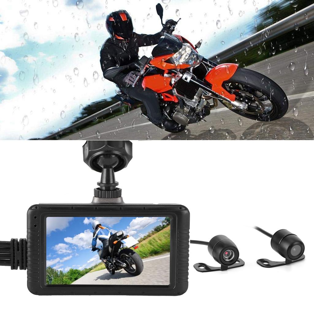 1080P Motorcycle DVR Front Rear Double Lens Dash Camera Driving Recorder Built‑In G‑Sensor Loop Recording
