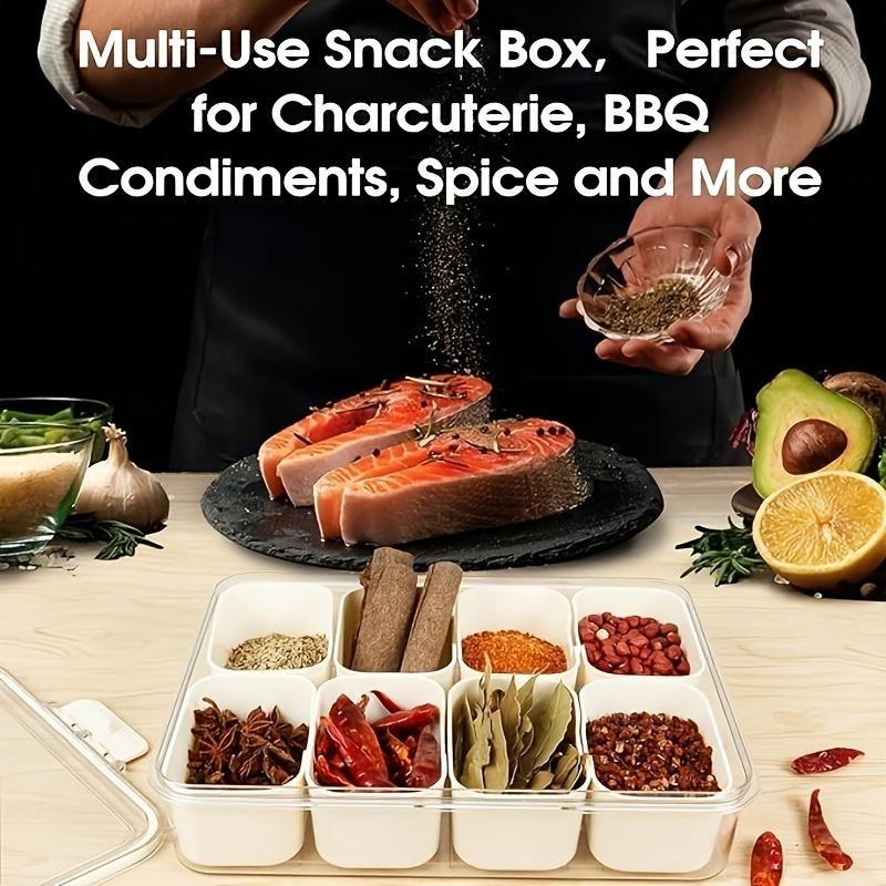 1pc Reusable Snack Containers Featuring a Lid And Handle, an 8-Compartment Serving Tray, Ideal for Carrying Vegetables