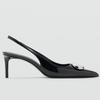 Fashion Metal Decoration Slingback Heels Women Sexy Black Pointed Toe Back Strap Stiletto Sandals Luxury Banquet Designer Shoes