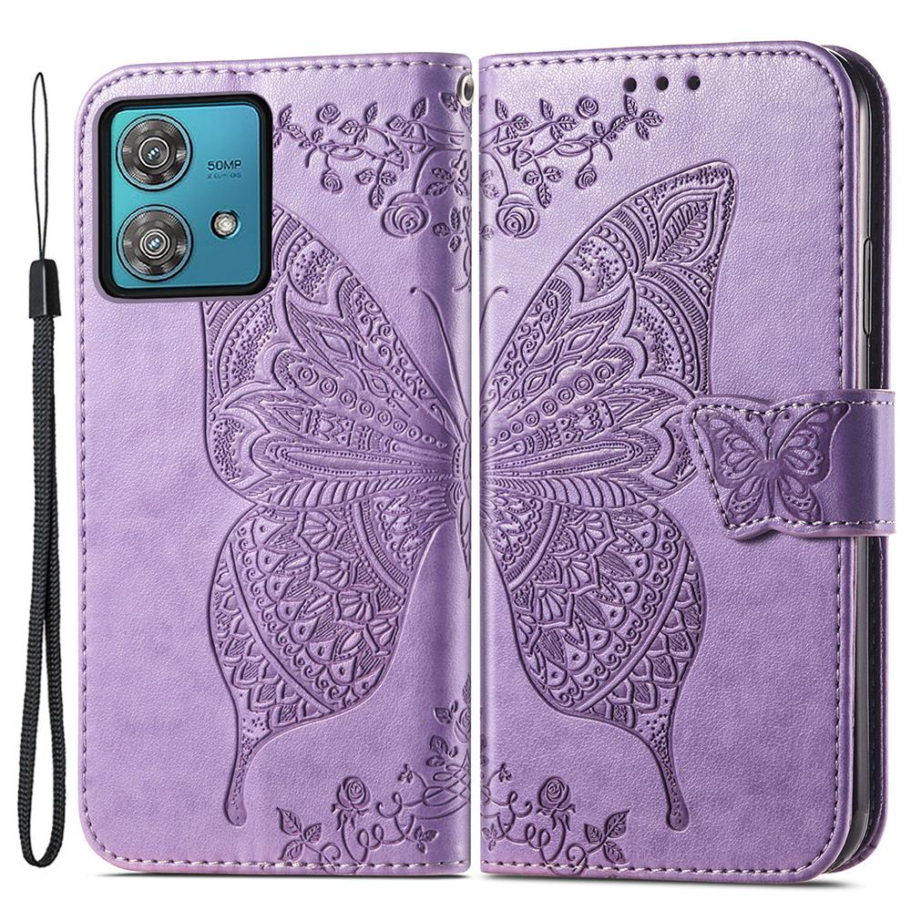 For Motorola Edge 40 Neo 5G Case Butterfly Imprinted Wallet Phone Cover with Card Slots