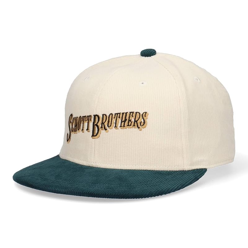 

[shot] brother logo corduroy flat visor cap hat Schott Corduroy Cap (white)