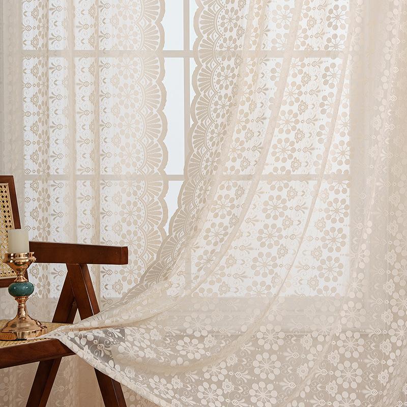 Simple Light Luxury Perforated Curtain Products Bedroom Bay Window Door Curtain Screen Curtain Bedroom Kitchen French Curtain Polyester