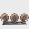 Powerful Silent 3-Head USB Car Fan, 24V for Trucks, 12V for Vans
