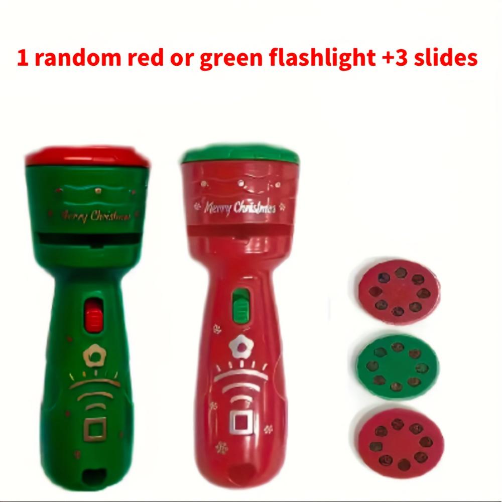 Christmas Kids Projector Flashlight with 24 Holiday Patterns - Santa, Reindeer, Snowmen, Presents - Battery-Powered Learning Toy for Toddlers
