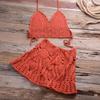 2025 Trendy European & American Hand-Crocheted Bikini Bandeau with Versatile Pleated Skirt Swimsuit