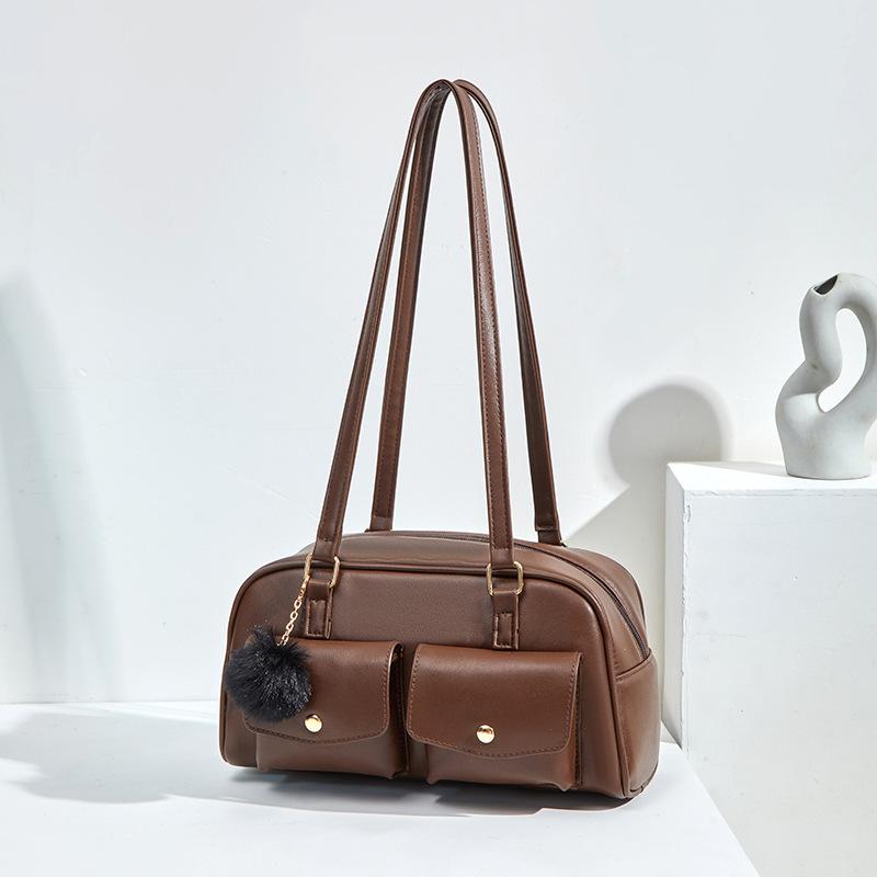 

2026 New Women Shoulder Bag Fashi Crossbody Bag Lightweight Soft PU Leather Large Capacity Casual Tote Bag Daily Commuter Bag коричневий