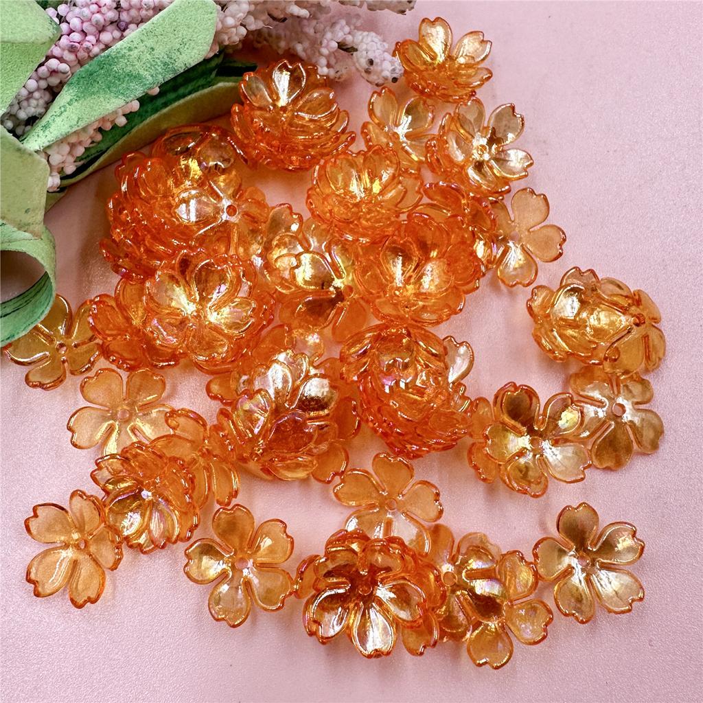 For Jewelry Making 100PCS Necklace DIY Bracelets 14.7mm High Quality New Loose Beads Galsang Flower Acrylic Earrings Fashion  Supply
