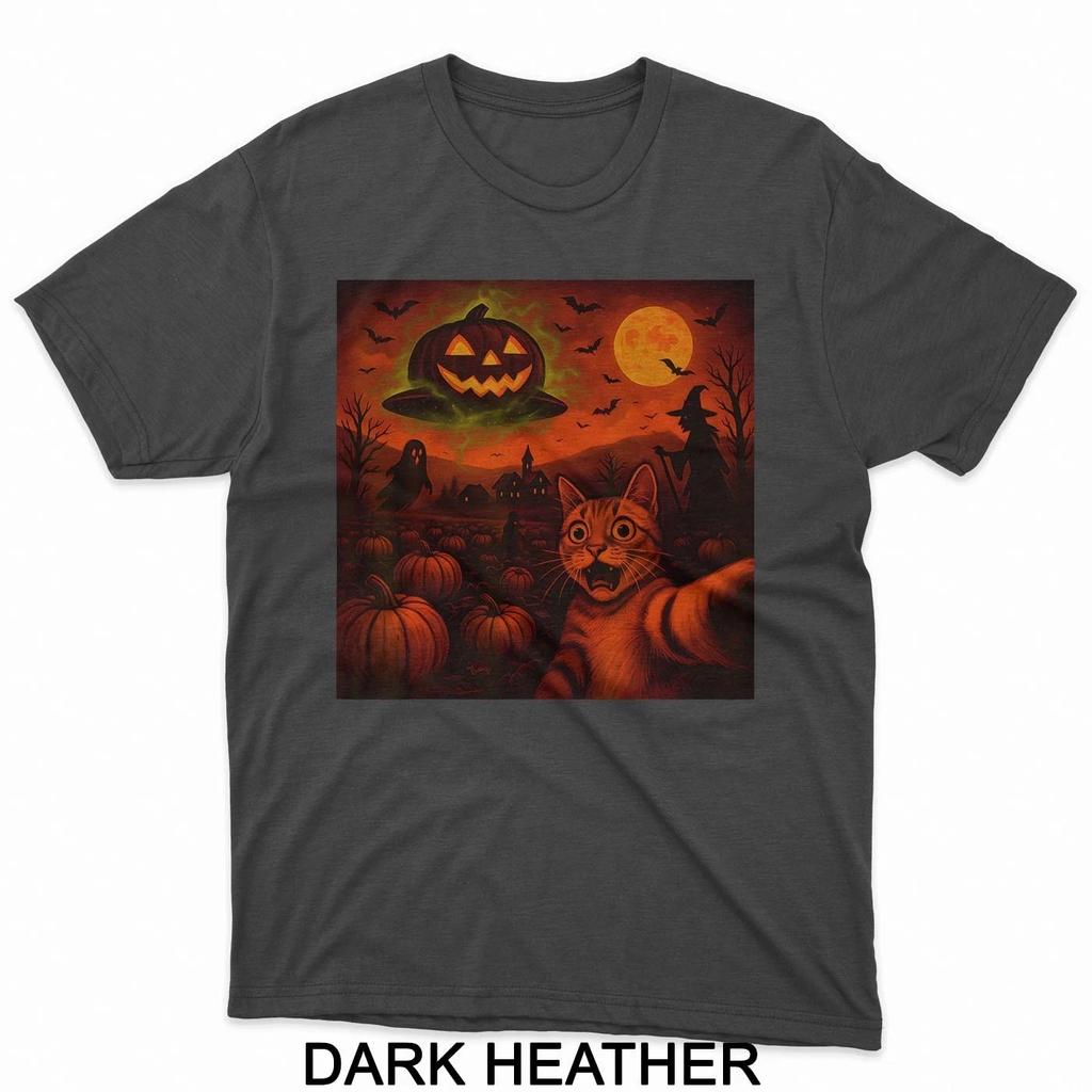 HOT SALE Funny Halloween Cat Selfie Pumpkin Ghost T-Shirt Gift New T-Shirt Soft  Round-neck Tee Streetwear Style
