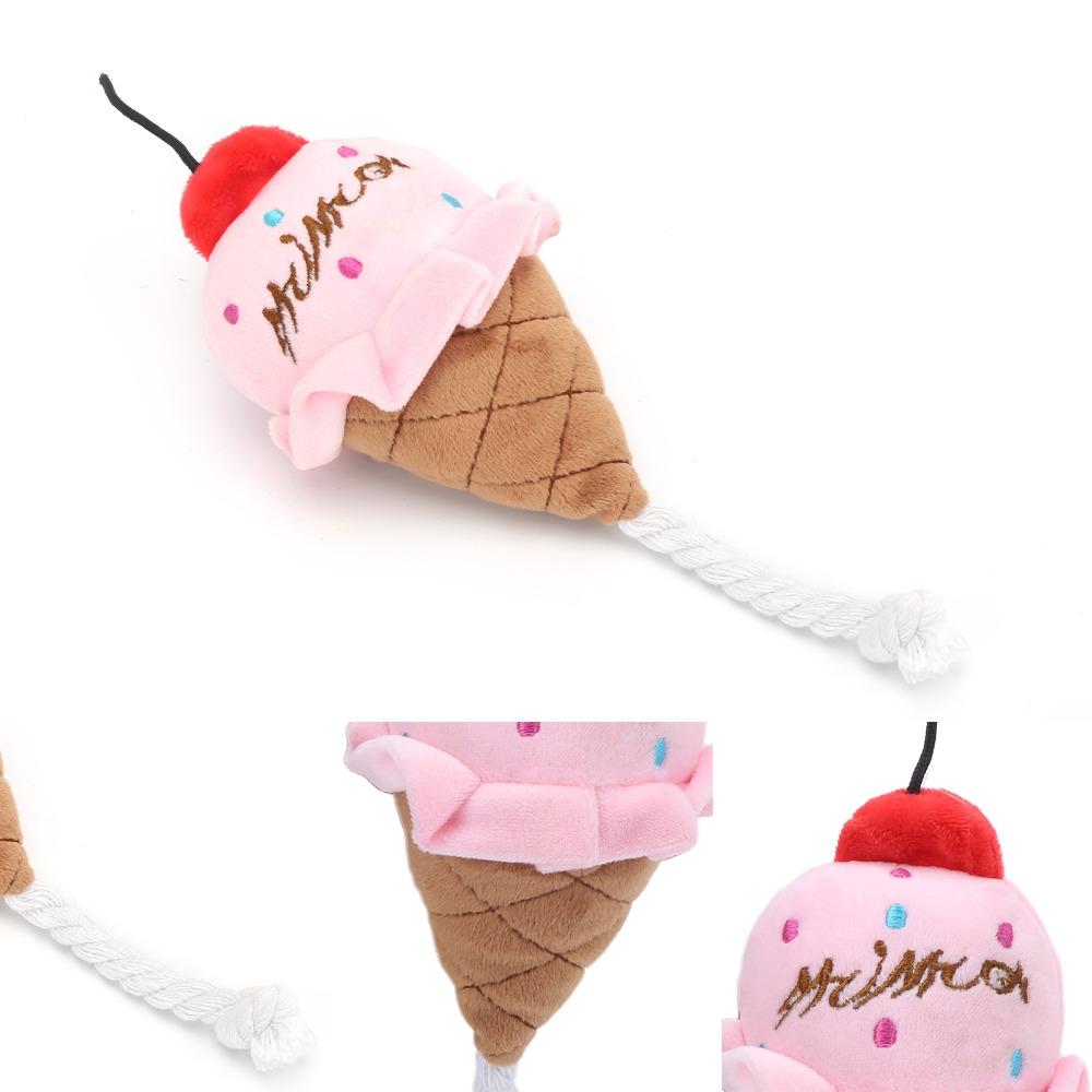 Food Shape Squeaky Pet Toy Dual Color Cat Play Toy Cute Design Ice Cream Toy For Cat