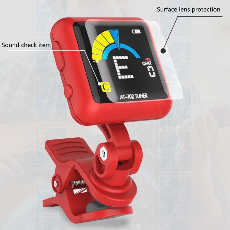 Rechargeable Clip On Guitar Tuner 360 Degree Rotating Digital Electronic Tuner for Guitar Bass Violin Ukulele Tuner