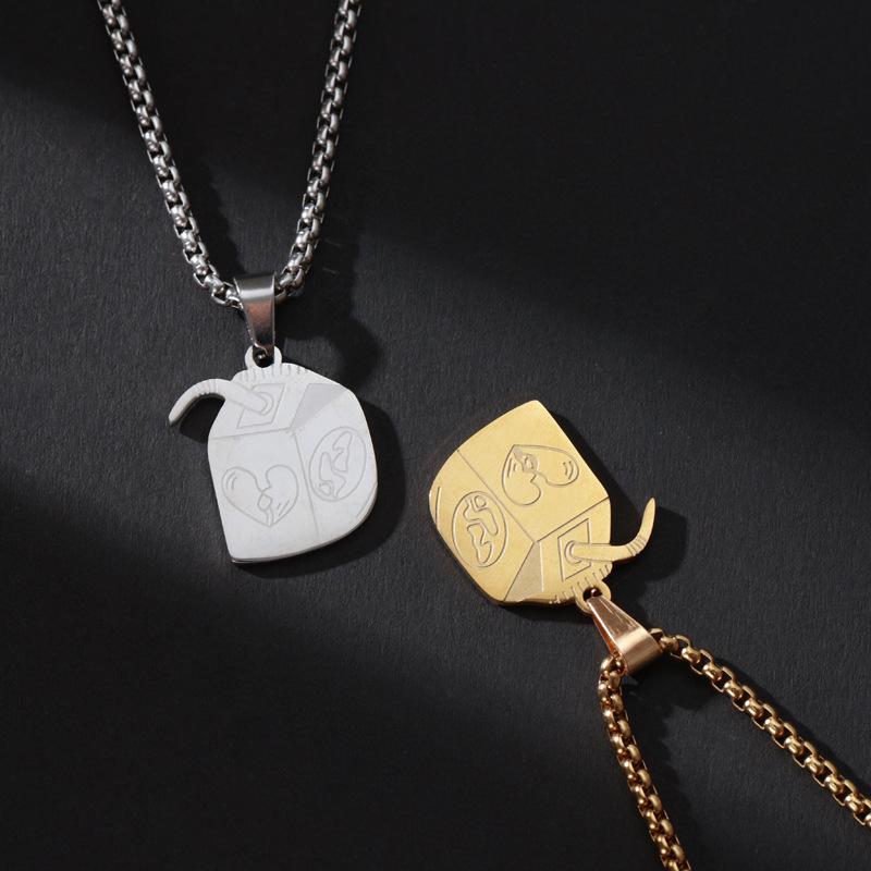 Hip-hop Style Pendant Necklace Corrosion Cute Bear Drink Box Corrosion Valentine's Day Gift