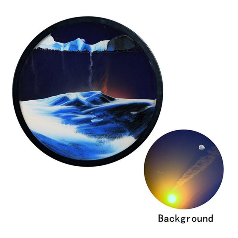 24inch Wall Hanging Moving Sand Painting Art Picture Round Glass Deep Sea Sandscape In Motion Flowing Sand Frame Sand Painting