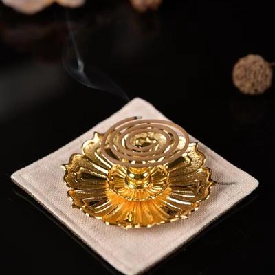 Incense Burner-Brass Lotus Stick Incense Holder,Detachable Incense Ash Catcher