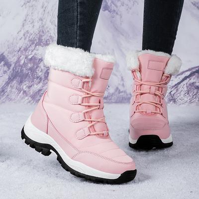 Women's Winter Warm Snow Boots Faux Fur Lining Waterproof Mid-Calf Ankle Booties Anti-Slip Outdoor Shoes Lace Up Walking Hiking Sport Boots for Women