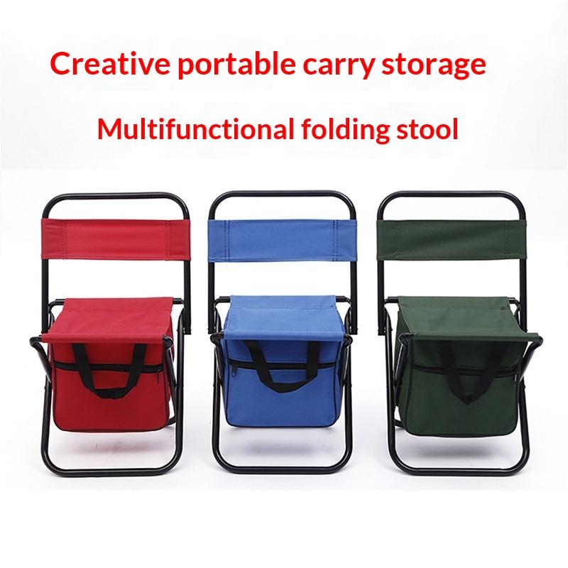 New Outdoor Camping Folding Chair With Storage Bag And Backrest Lure Fishing Chair