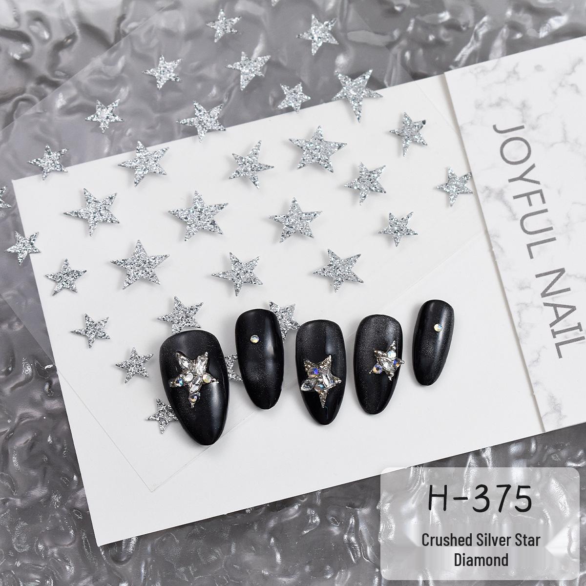 Super Sparkly Gold & Silver Rhinestone Star Nail Art Stickers