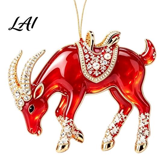 Acrylic Ornament for Restaurant 2PCS Christmas Goat Hanging Ornaments Decorative 2D Tree Birthday Party Decor Pendants Lightweight Festive Ornaments