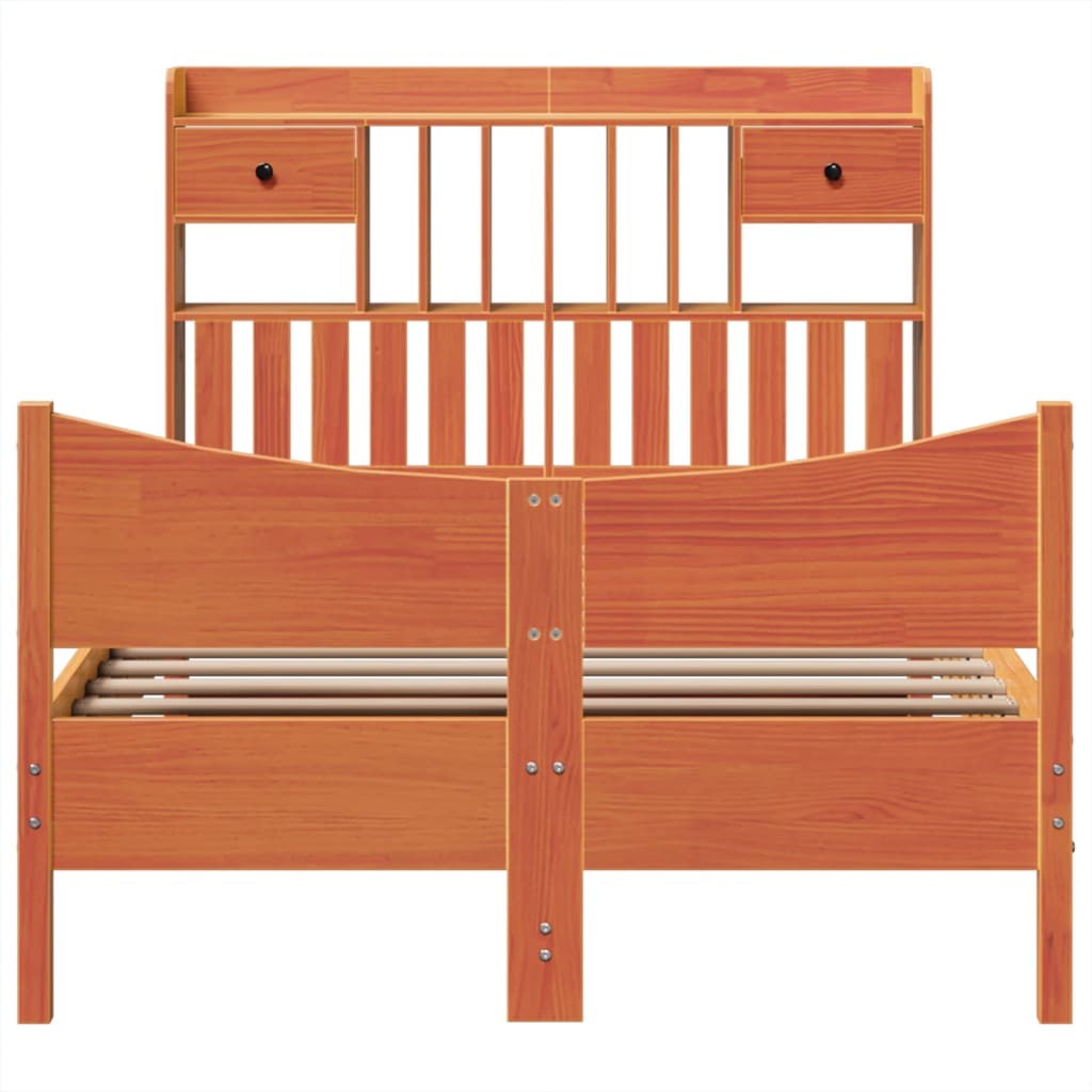 Solid Wood Bed Without Mattress Wax Brown 135 X 190 Cm Pine Wood