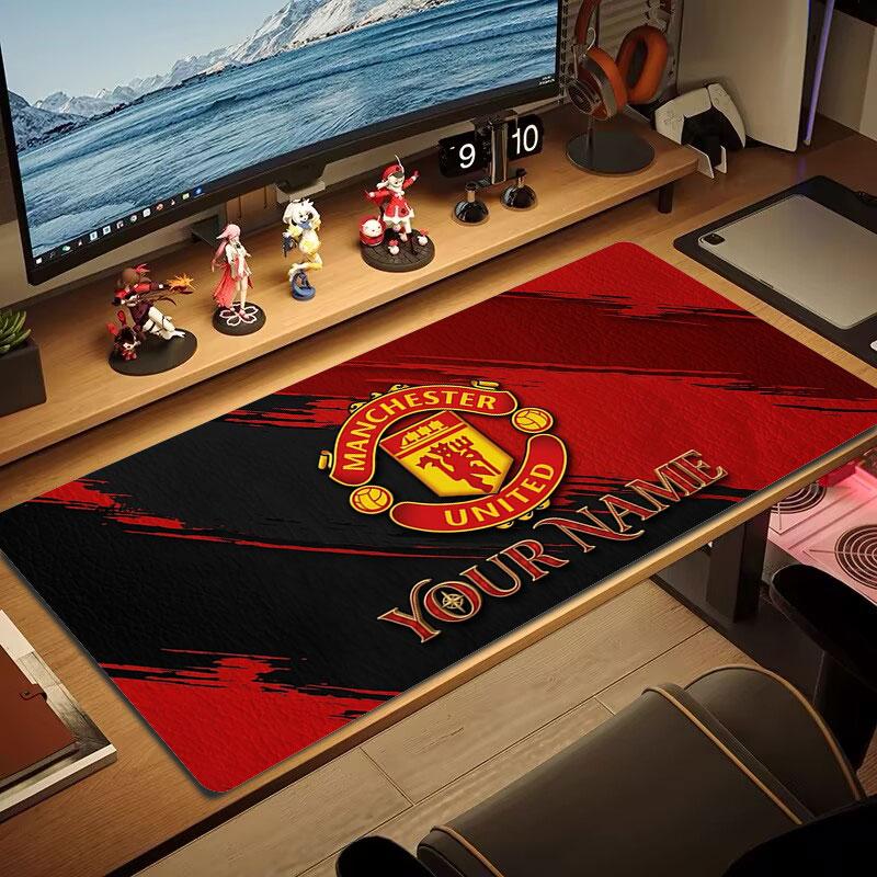 Manchester United F Custom Name Large Size Mouse Pad Large Gaming Table Cushion Non-slip Laptop Tablet Big Mousepad XXL Mat Mini PC Playmat With Lock