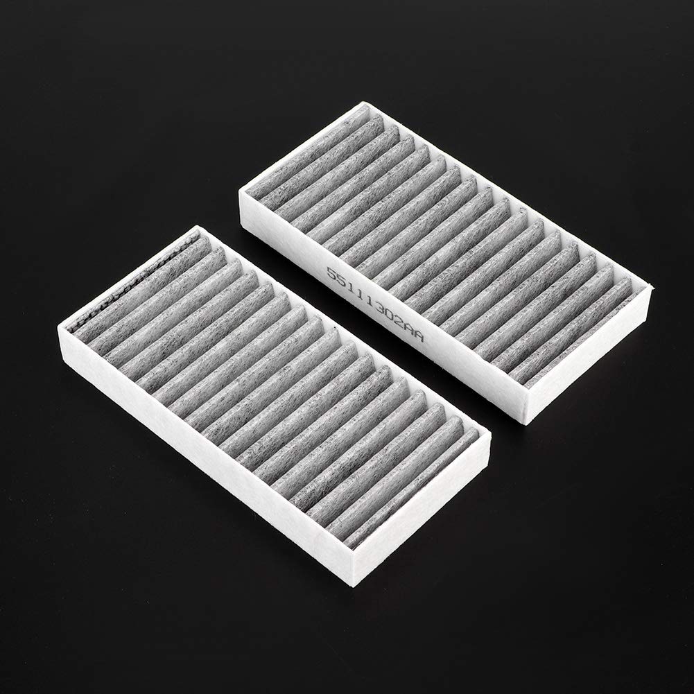 Akozon 2 Air Filters Fit Car Cabin Activated Carbon Cloth 55111302AA, 68233626AA Jeep Wrangler 3.6L 2.8 3.8 3.6 V6