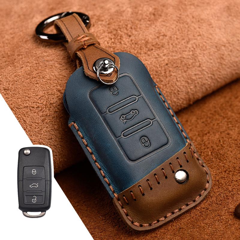 Leather Car Key Cover Case for VW Volkswagen Tiguan MK1 MK2 Magotan Passat B8 Polo Golf 4 5 6 7 Mk7 Jetta POLO Eos Scirocco