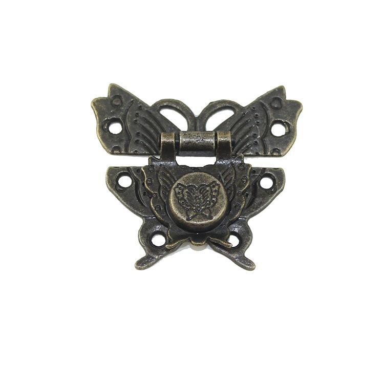Set aus 4 antiken Bronze-Schmetterlingsriegeln: Kleiner Legierungsverschluss für Geschenk- und Holzkisten