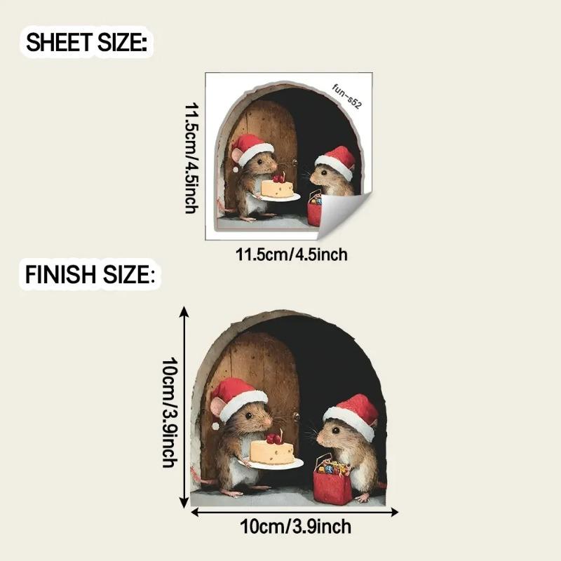Cute Christmas Small Mouse Wall Stickers Xmas Home Ornaments Noel 2026 Merry Christmas Home Decoration Navidad New Year Decor