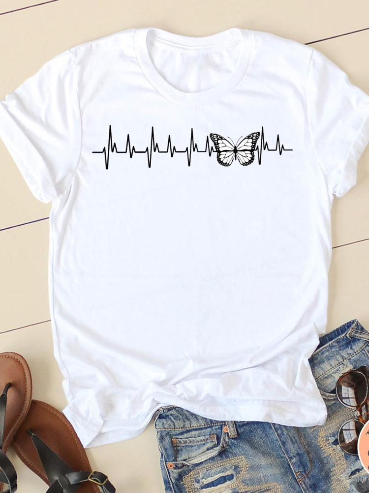 Short Sleeve Watercolor Flamingo Beach Ladies Summer Graphic Tee Tshirts Casual Clothing Women Fashion Female T Print Clothes