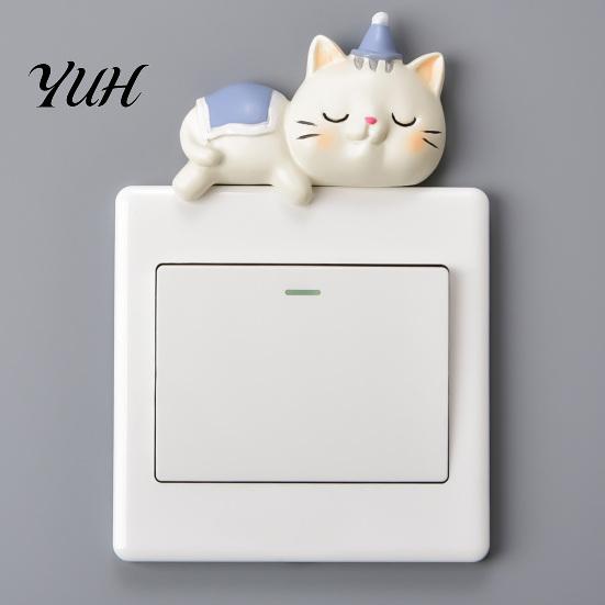 Adhesive Wall Decor Cute Cat Light Switch Sticker, Adorable Kitten Self?Adhesive Socket Panel Living Room Surround Cover Decor, Indoor Home for Kids