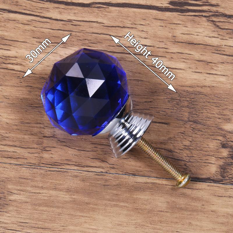 KAK 30mm Crystal Glass Knobs Cabinet Handles Colorful Crystal Ball Cupboard Pulls Drawer Knobs Kitchen Furniture Handle Hardware