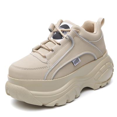 European and American Platform Sneaker Milk Tea Color Ladies Height Increasing Insole Caramel Casual Daddy Shoes