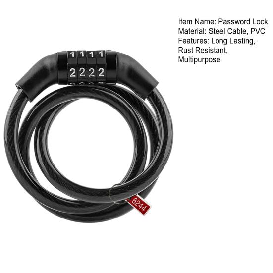 Anti-Theft Bicycle Combination Lock Rust Resistant Easy To Use Compact Size Mountain Bike 4-Digit Password Lock