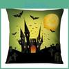 Superior Cotton Linen Halloween Pattern Throw Pillow Case Cover For A Delightful And Durable Home Accent
