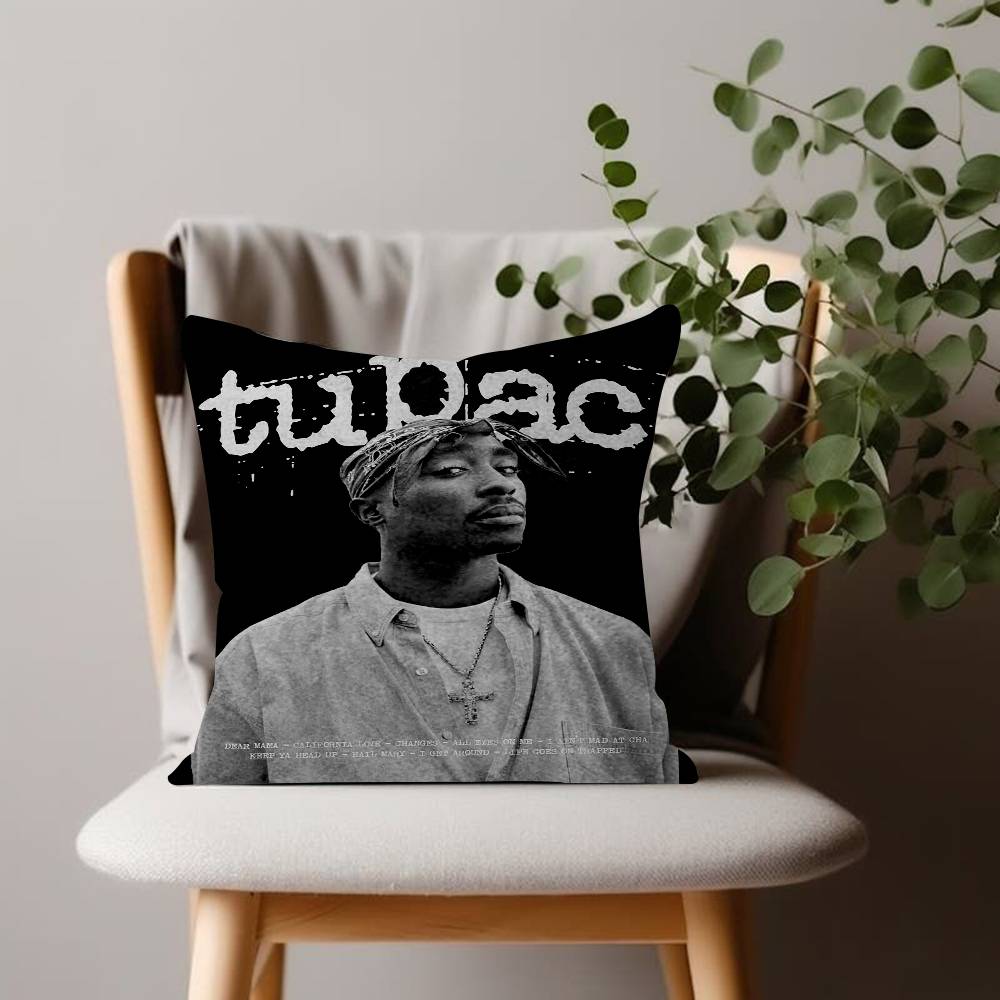 Black and White Pop Hip Hop Rapper PAC Pillow Cushion Cover Pillowcase Living Room Sofa Home Decor Customized