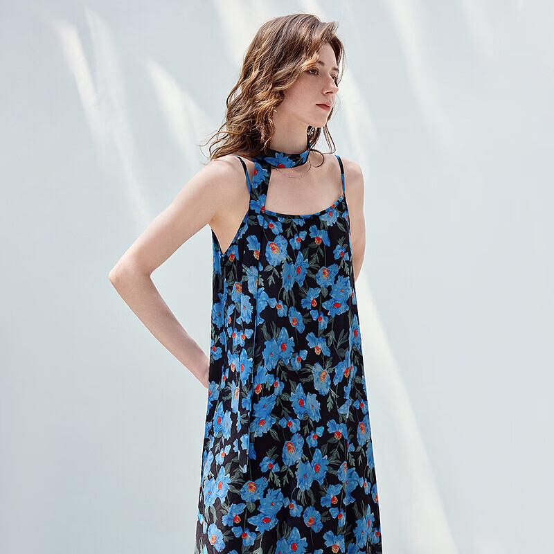 CHUYU Women's Summer Vintage Floral French A-Line Maxi Cami Dress
