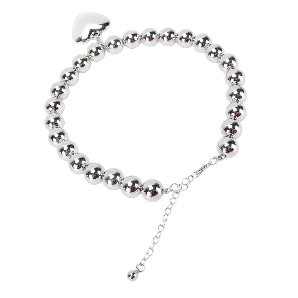 Chunky Heart Pendant Collar Necklace Thick Bold Ball Necklace for Party Anniversary Daily Wear Silver