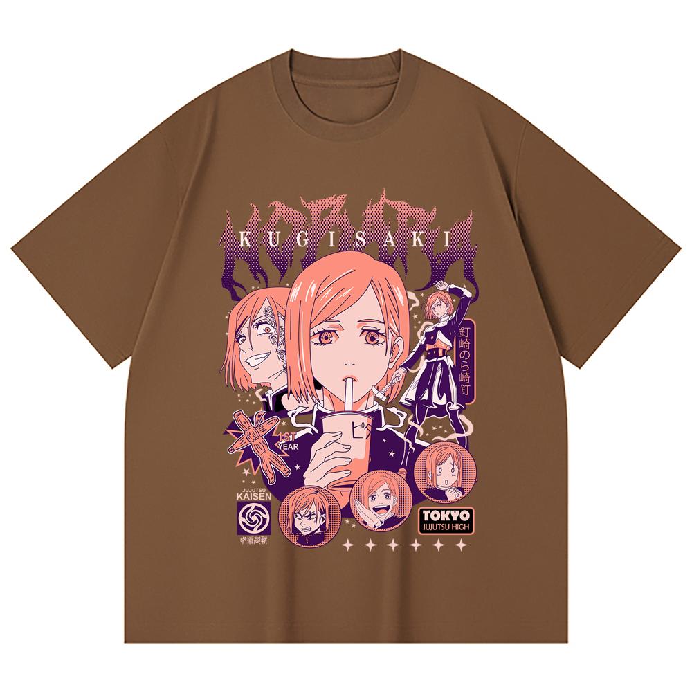 230 Gsm 100% Cotton Jujutsu Kaisen V16 Nobara Print Unisex Heavy Cotton T Shirt