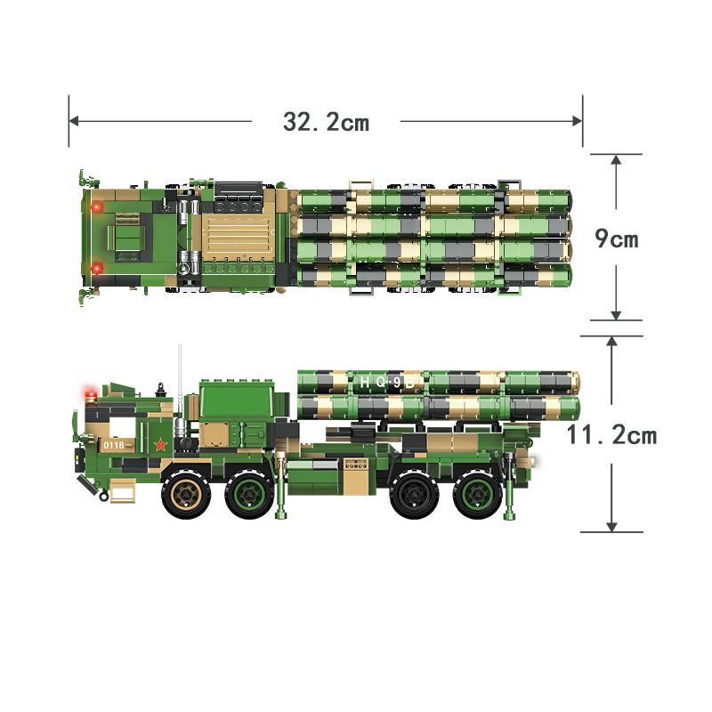 2023 Military Missile Vehicle World War II Chinese Army Long-Range Rocket Launch Armored Model Building Blocks Bricks Toys